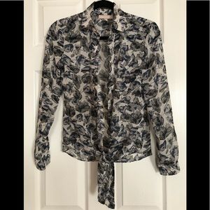 Banana Republic floral blouse w/ tie detail size 0